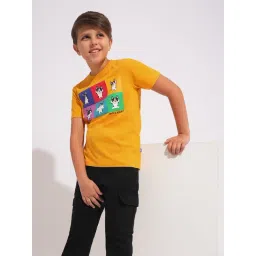 Jack & Jones Junior Kids Yellow Cotton Graphic T-Shirt-picture-40