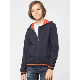 Jack & Jones Junior Navy & Orange Cotton Slim Fit Full Sleeves Jacket-picture-10