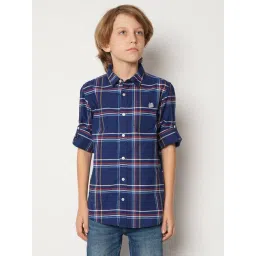 Jack & Jones Junior Navy Checks Full Sleeves Shirt-picture-21