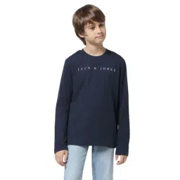 Jack & Jones Junior Navy Cotton Printed Full Sleeves T-Shirt-picture-23