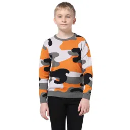 Jack & Jones Junior Orange & Grey Cotton Printed Full Sleeves Sweater-picture-19
