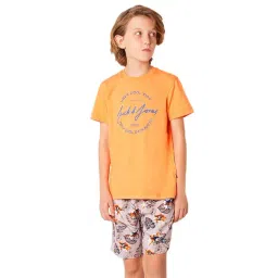 Jack & Jones Junior Orange Cotton Printed T-Shirt-picture-27