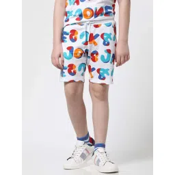 Jack & Jones Junior White & Blue Cotton Printed Shorts-picture-27