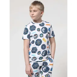 Jack & Jones Junior White & Blue Cotton Printed T-Shirt-picture-27