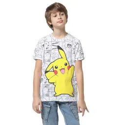 Jack & Jones Junior White & Yellow Cotton Printed T-Shirt-picture-34