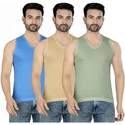 jack pot Men's Color Vneck Sleeveless Cotton Vest for Man | Pack of 3 and 2 | 100% Cotton-picture-10