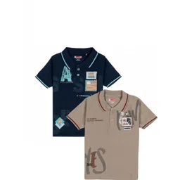 JACKBOY Boys Pack of 2 Printed Polyester Polo Collar Tshirts-picture-51