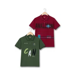 JACKBOY Boys Pack of 2 Printed Polyester Polo Collar Tshirts-picture-26