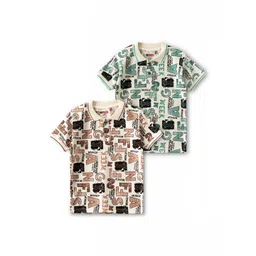 JACKBOY Boys Pack of 2 Printed Polyester Polo Collar Tshirts-picture-53