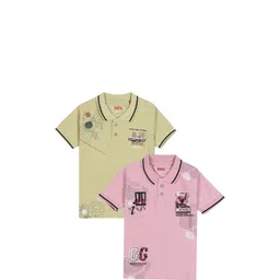 JACKBOY Boys Pack of 2 Printed Polyester Polo Collar Tshirts-picture-46