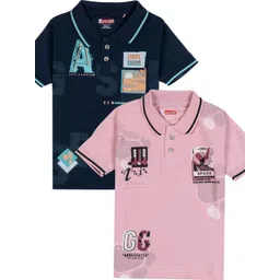 JACKBOY Boys Pack of 2 Printed Polyester Polo Collar Tshirts-picture-43