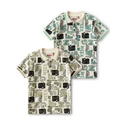 JACKBOY Boys Pack of 2 Printed Polyester Polo Collar Tshirts-picture-17