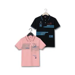 JACKBOY Boys Pack of 2 Printed Polyester Polo Collar Tshirts-picture-19