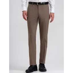 JADE BLUE Men Checked Mid-Rise Slim Fit Formal Trousers-picture-20