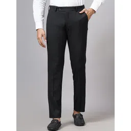 JADE BLUE Men Checked Slim Fit Trousers image 1