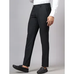 JADE BLUE Men Checked Slim Fit Trousers image 3