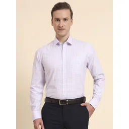 JADE BLUE Men Slim Fit Grid Tattersall Checked Spread Collar Cotton Formal Shirt-picture-35