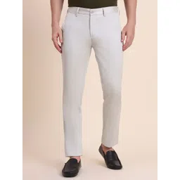 JADE BLUE Men Slim Fit Mid-Rise Cotton Regular Trousers-picture-11