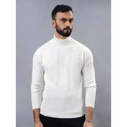 JADE BLUE Men Solid Turtle Neck Pure Cotton Sweatshirt-picture-25