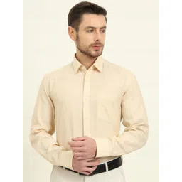 JADE BLUE Solid Cutaway Collar Linen Regular Fit Shirt-picture-22