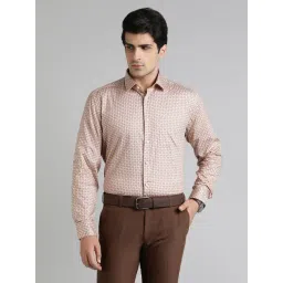 JadeBlue Beige Cotton Regular Fit Geometric Print Shirt-picture-12