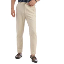 JadeBlue Beige Cotton Slim Fit Trackpants-picture-36