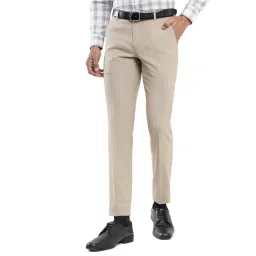 JadeBlue Beige Rayon Slim Fit Checked Trousers-picture-37