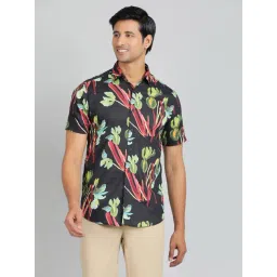 JadeBlue Black Cotton Slim Fit Floral Shirt-picture-14