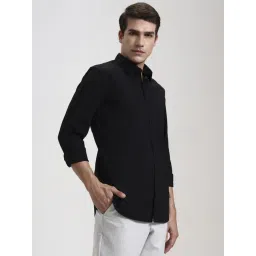 JadeBlue Black Cotton Slim Fit Shirt image 4