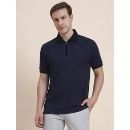 JadeBlue Blue & Black Cotton Checked Slim Fit T-Shirt-picture-16