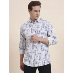 JadeBlue Blue Cotton Printed Regular Fit Shirt-picture-12