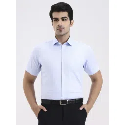 JadeBlue Blue Cotton Regular Fit Solid Formal Shirt-picture-10