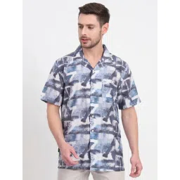 JadeBlue Blue Rayon Slim Fit Abstract Shirt-picture-16