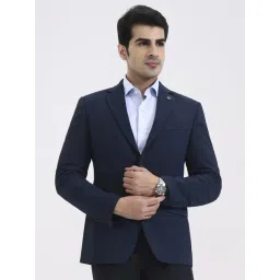 JadeBlue Blue Regular Fit Solid Blazer-picture-12