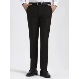 JadeBlue Brown Slim Fit Solid Formal Trousers-picture-23