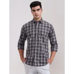 JadeBlue Grey Cotton Regular Fit Checked Shirt-picture-21