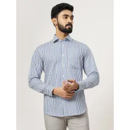 JadeBlue Light Blue Cotton Slim Fit Striped Shirt-picture-23