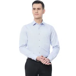 JadeBlue Light Blue Cotton Slim Fit Textured Shirt-picture-15