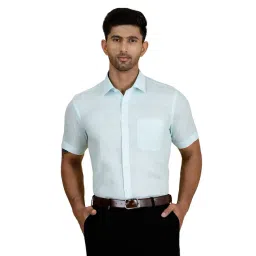 JadeBlue Light Blue Linen Regular Fit Shirt-picture-20