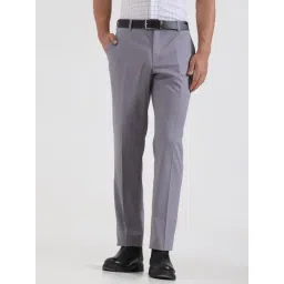 JadeBlue Light Grey Regular Fit Solid Formal Trousers-picture-47