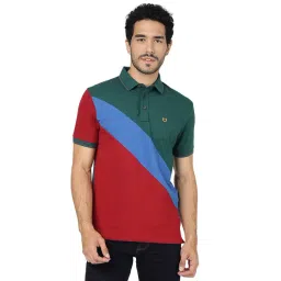 JadeBlue Multicolored Cotton Slim Fit Colour Block Polo T-Shirt-picture-18