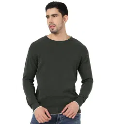 JadeBlue Sage Green Cotton Slim Fit Sweatshirt-picture-35