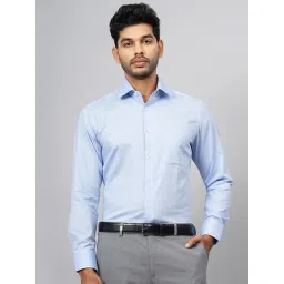 JadeBlue Sky Blue Cotton Slim Fit Solid Shirt-picture-14