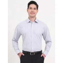 JadeBlue White & Blue Cotton Regular Fit Checked Shirt-picture-17