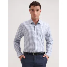 JadeBlue White & Blue Cotton Regular Fit Checked Shirt-picture-15