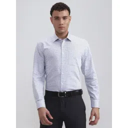 JadeBlue White & Grey Cotton Regular Fit Printed Shirt-picture-19
