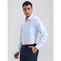 JadeBlue White Blue Cotton Regular Fit Checked Shirt image 2