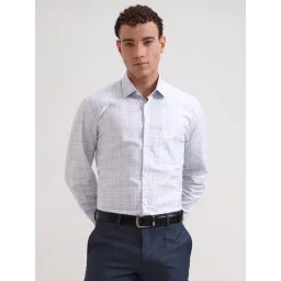 JadeBlue White Cotton Regular Fit Checked Shirt-picture-29