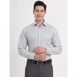 JadeBlue White Cotton Regular Fit Geometric Print Shirt-picture-25