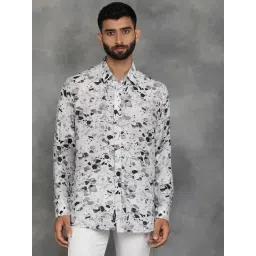 JadeBlue White Viscose Slim Fit Abstract Shirt-picture-48